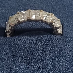 Diamond 5.25 CZ Trillion-Cut Eternity Band Ring